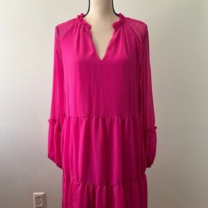 Vince Camuto Hot Pink Long Sleeve Dress